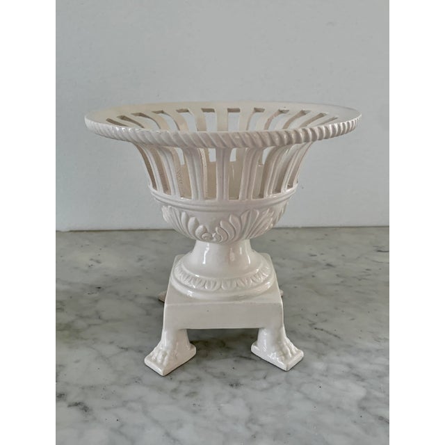 White Italian Reticulated Neoclassical Porcelain Lion Paw Footed Basket Cachepot For Sale - Image 8 of 10