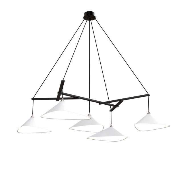 Wood Emily Group of Five Pendant Light in White Semi-Matte by Daniel Becker for Moss Objects For Sale - Image 7 of 7