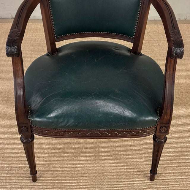 Antique French Louis XVI Neoclassical Mahogany Armchair by Hirler of Alsace For Sale - Image 12 of 18