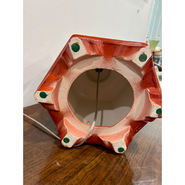 1970s 1970s Mid-Century Modern Hexagonal Burnt Orange Lamp For Sale - Image 5 of 6