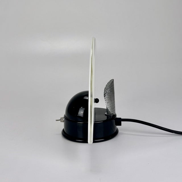 Black Vintage Italian Halogen Fan Table Lamp in Murano Glass, 1990s For Sale - Image 8 of 9