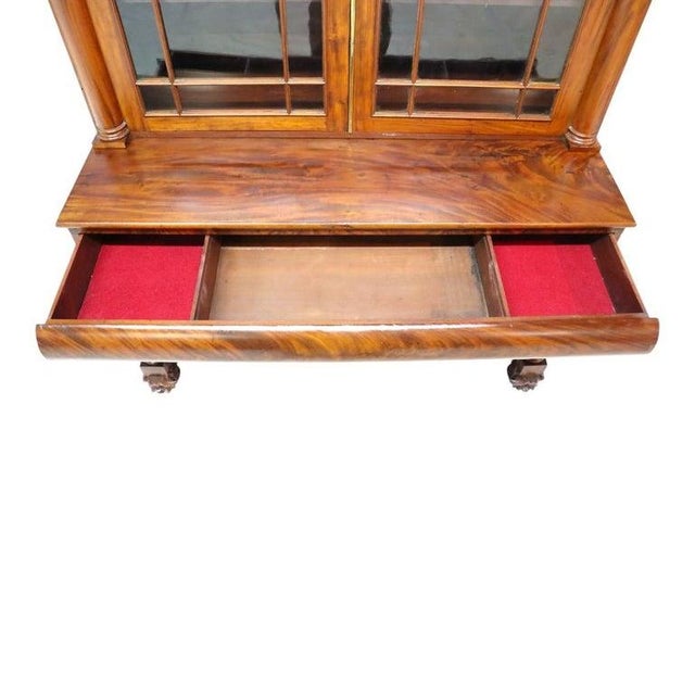 Classical American Empire Step Back Cupboard With Mullioned Doors C1840 For Sale - Image 4 of 16