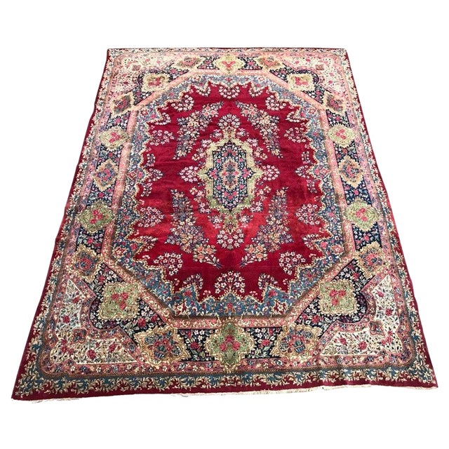 Large Vintage Kirman Style Rug, 1940s For Sale
