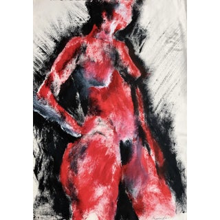 Angela Lyle "Lady In Red" Contemporary Mixed Media on Paper 2019 For Sale