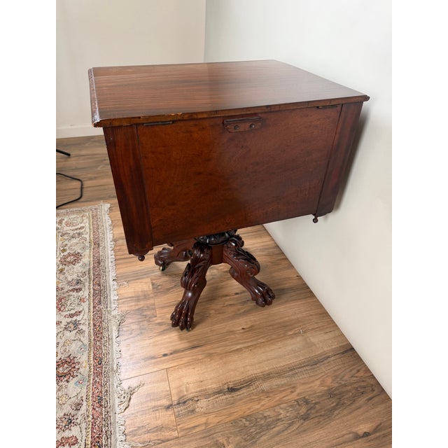American Classical Figured Mahogany Work Table, Circa 1830–1845 Possibly New York or Philadelphia For Sale - Image 11 of 11