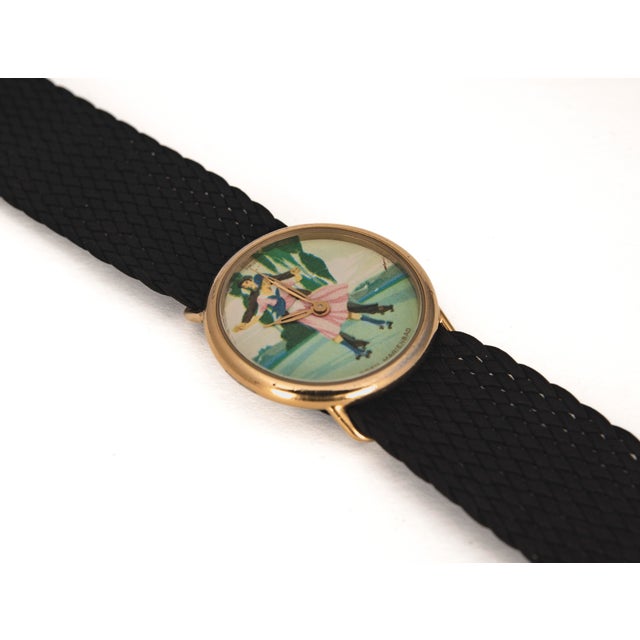 Vintage Swiss Watch with Marienbad Roller Skating Motif from Breil, 1950s For Sale - Image 14 of 18