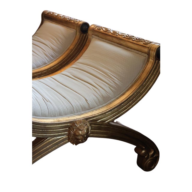 Hollywood Regency Henredon Custom Giltwood Lion-Mask Curule Benches - Pair For Sale - Image 3 of 18