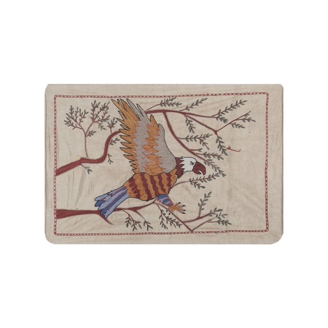 Silk Suzani Hawk Tapestry on the Branch For Sale - Image 12 of 12
