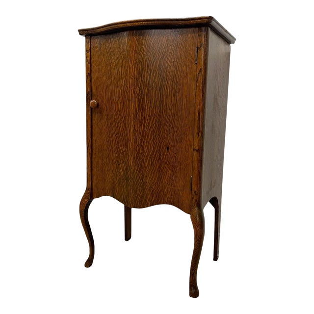 1970s Music Cabinet With Curved Shelves and Cabriole Legs For Sale