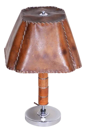 Art Deco Table Lamp in Walnut, Chrome-Plated Steel & Parchment Paper, Czech, 1920s