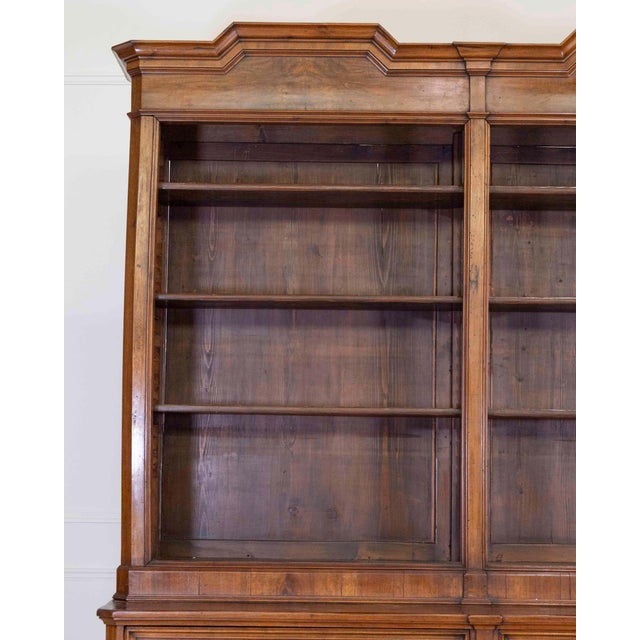 Wood Italian 19th Century Walnut Bookcase with Architectural Design For Sale - Image 7 of 13