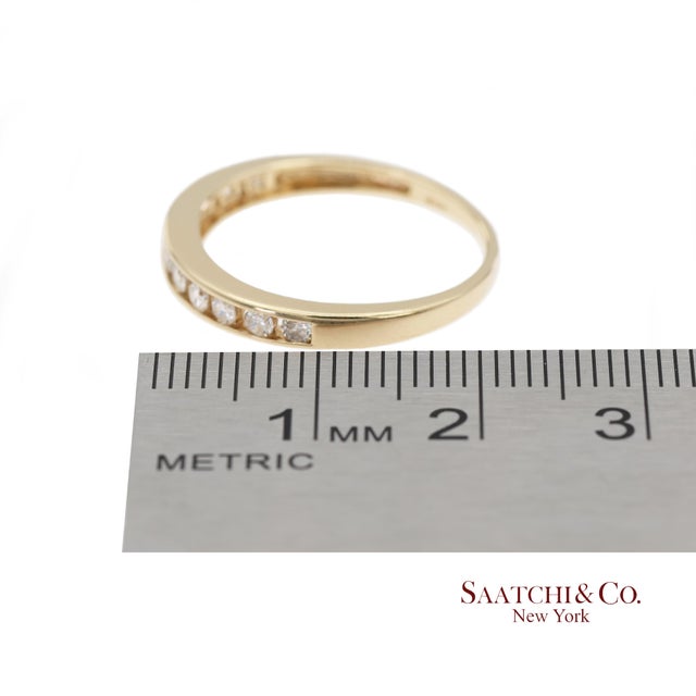 14k 585 Solid Yellow Gold Natural Diamond Band Ring, Size 8 For Sale - Image 11 of 12