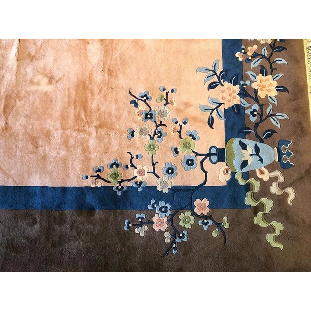 1930s Vintage Tan & Purplish Mauve Art Deco Chinese Rug For Sale In Los Angeles - Image 6 of 8