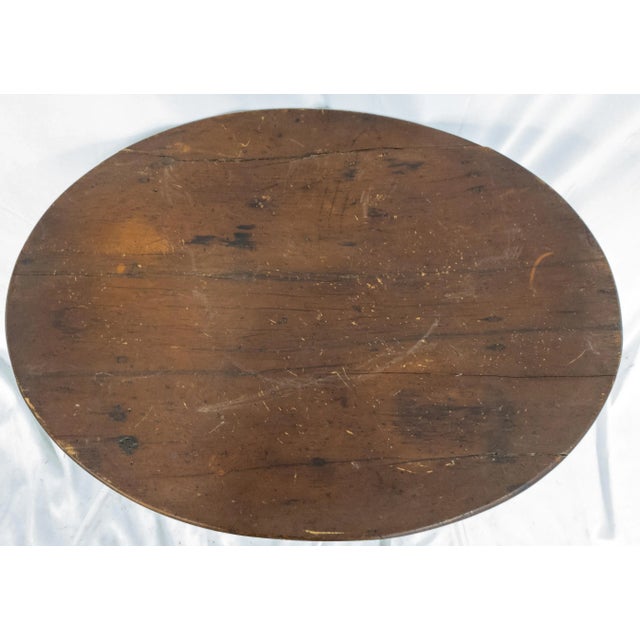 American 19th Century Rustic Americana Painted Pine Oval Top Tavern Table For Sale - Image 3 of 13
