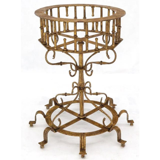 Hollywood Regency Large Italian Wrought Iron Gold Gilt Planter For Sale - Image 3 of 13