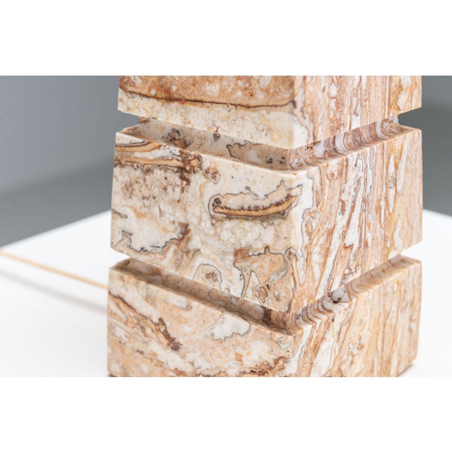 Geometric Pyramid Table Lamp in Travertine-Onyx, 1970s For Sale - Image 10 of 15