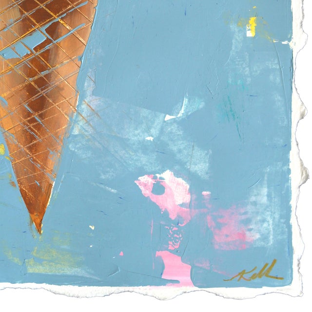 2020s Soft Serve in a Waffle Cone - Fun Dessert Mixed Media Painting on Paper Original Artwork by Kellie Newsome For Sale - Image 5 of 6