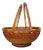 Vintage Asian Split Bamboo Woven Basket W/Long Handles For Sale