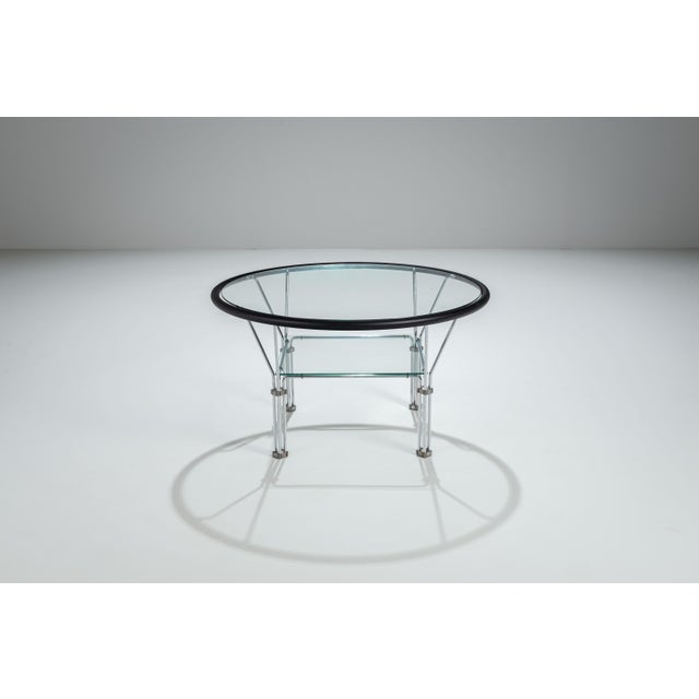 Vintage Round Glass and Steel Coffee Table by Niels Bendtsen, 1980s For Sale - Image 4 of 13
