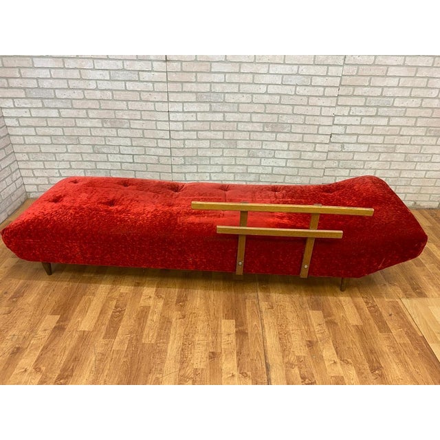 1960s Mid Century Modern Adrian Pearsall Style Crushed Red Velvet
