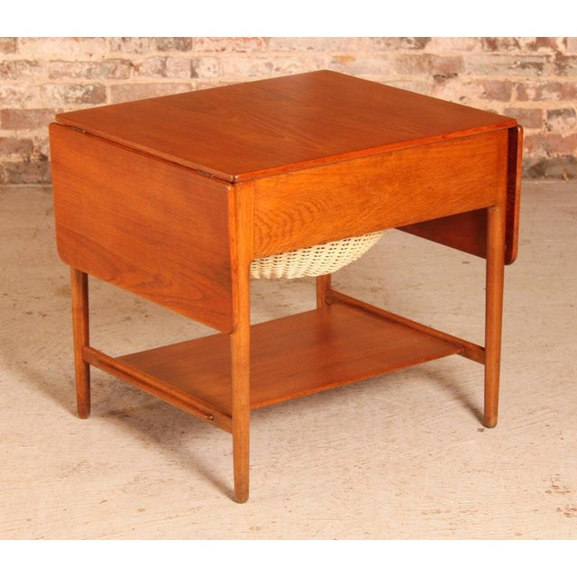 Mid-Century Danish AT33 Sewing Table in Oak and Teak by Hans J. Wegner for Andreas Tuck, 1960s For Sale - Image 10 of 14