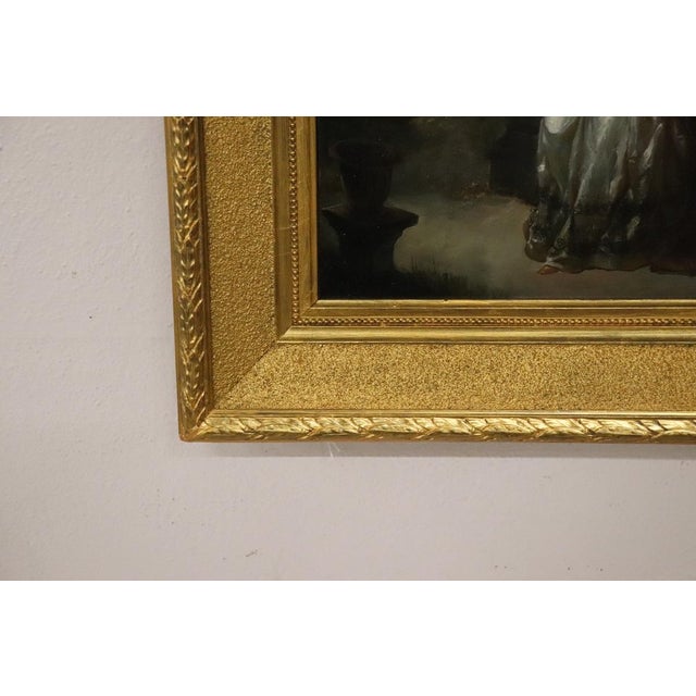 Romantic Scene, 1800s, Oil on Paper Mounted on Canvas, Framed For Sale - Image 7 of 14
