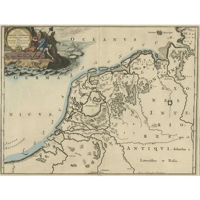Early 18th Century Antique Map of Friesland, 1718 For Sale - Image 5 of 5