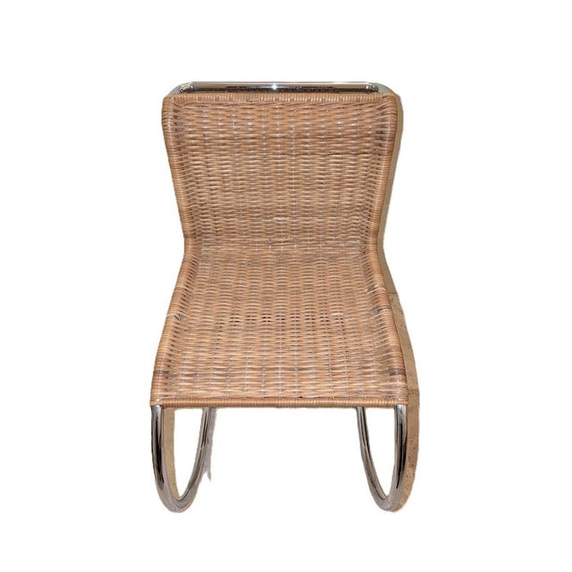 Modern Attributed to Mies Van Der Rohe Chairs - 1970's Cantilevered Caned/Chrome Chairs For Sale - Image 3 of 7