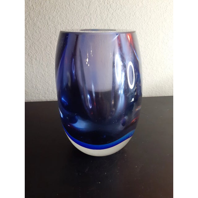 Vintage Murano Italy Thick Sommerso Art Glass Decorative Vase For Sale In Dallas - Image 6 of 7