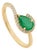 14k Gold Contemporary Pear-Shaped Emerald & Diamond Halo Bypass Ring Size 8 For Sale