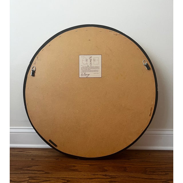 Vintage La Barge Hand-Carved & Hand-Painted Italian Fruit Motif Beveled Round Wall Mirror, 30⅛" For Sale - Image 11 of 12