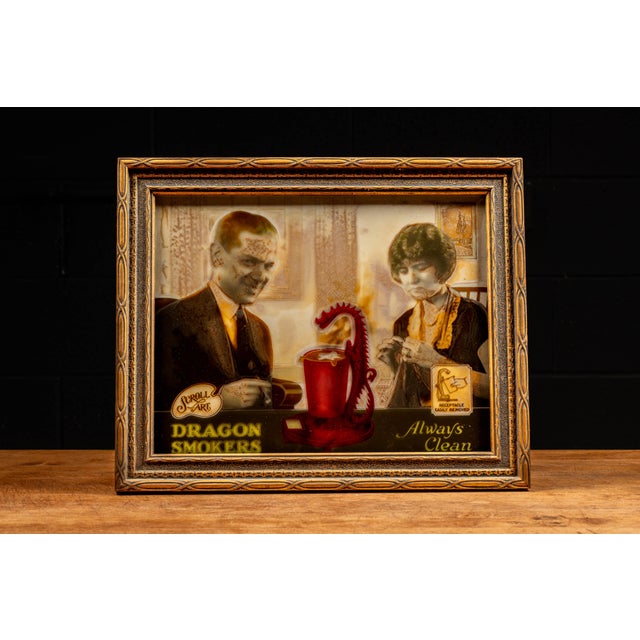 American Antique Dragon Smokers Lighted Advertising Sign For Sale - Image 3 of 10