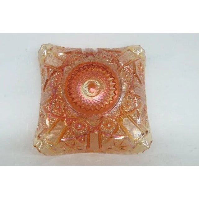 Imperial Star and File Marigold Carnival Glass Ruffled Sawtooth Bowl Dish For Sale - Image 10 of 11