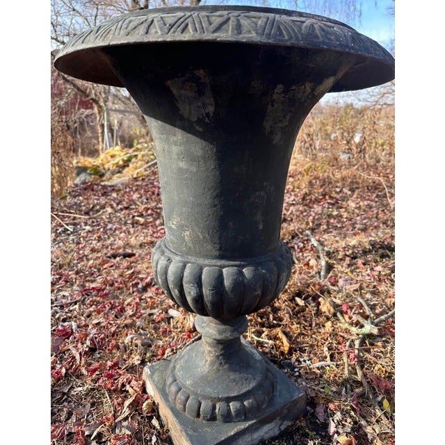 Late 20th Century Estate Sized Cast Iron Garden Urn For Sale In Philadelphia - Image 6 of 6