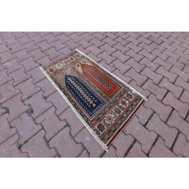 1950s Traditional Turkish Hand Knotted Vintage Kayseri Rug Size: 1.6 x 3.1 ft - 48 x 97 cm - 19 x 38 inches Color: Organic...