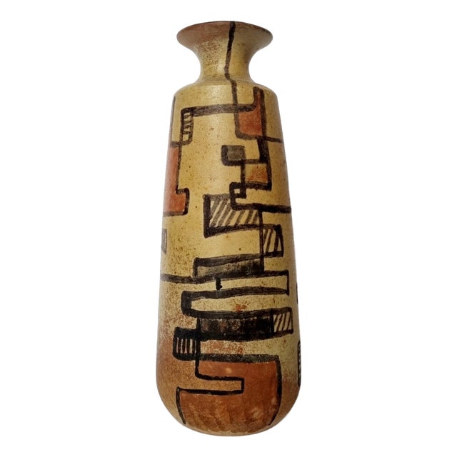 Italian Modern Cubisem Pattern Vase by Ceramice Biancoli, Italy, 1960s For Sale