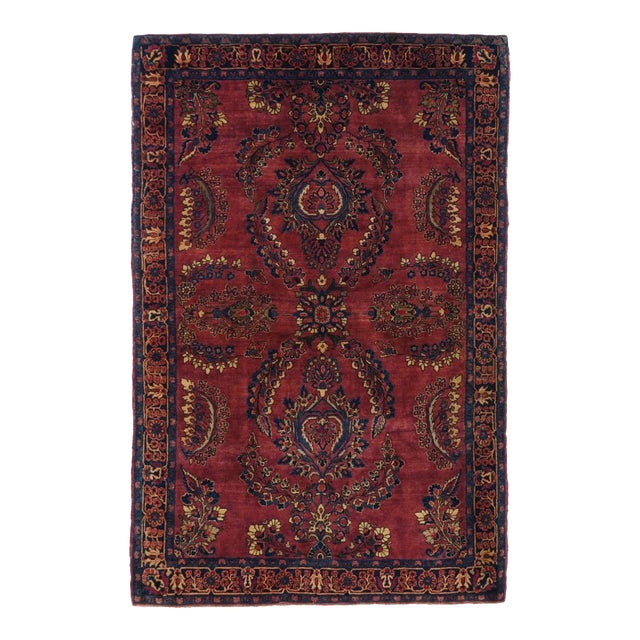 Antique Sarouk Rug 4'1'' x 6'5'' For Sale