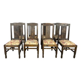 Set of 8 Rustic English Arts & Crafts Dining Chairs For Sale