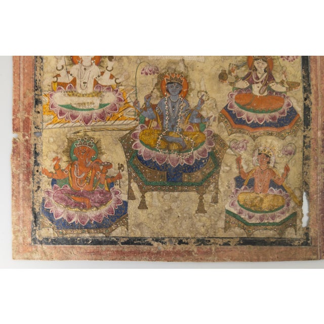 Early 19th Century 19th Century Indian Miniature Hindu Devotional Painting on Paper For Sale - Image 5 of 11