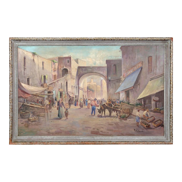 A. Colucci, Village Market Scene, Painting For Sale
