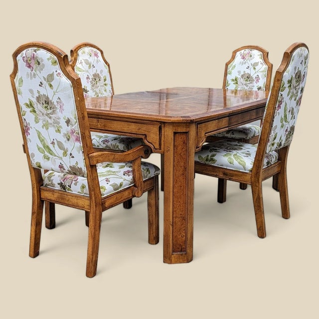 Vintage Hollywood Regency Burl Wood Dining Set, 1970s, Mid-Century Modern, Mid-Century For Sale - Image 9 of 10