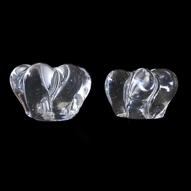 Small Chrystal candleholders, from ORREFORS mid-century Sweden. Set of two Height 5 Width 7.5