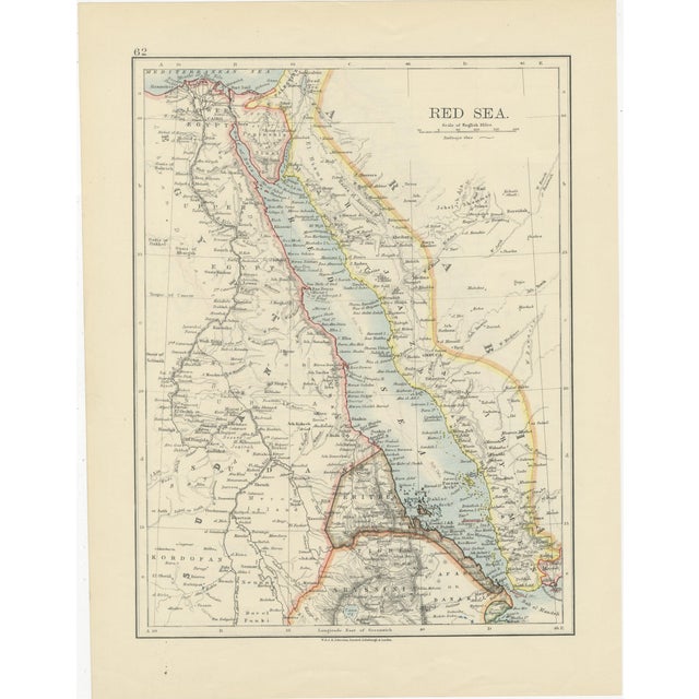 Red Sea Map by W. & A.K. Johnston, 1895 For Sale