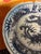Chinoiserie Antique Chinese Blue & White Dragon Porcelain Plate, With Staples For Sale - Image 3 of 13