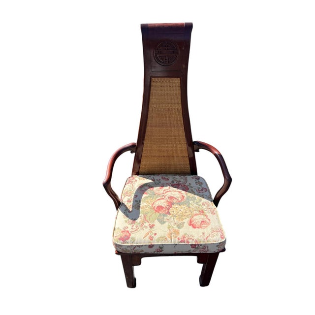 Set of 10 MCM Vintage Rosewood Asian Chairs With Woven Backs For Sale In Philadelphia - Image 6 of 7