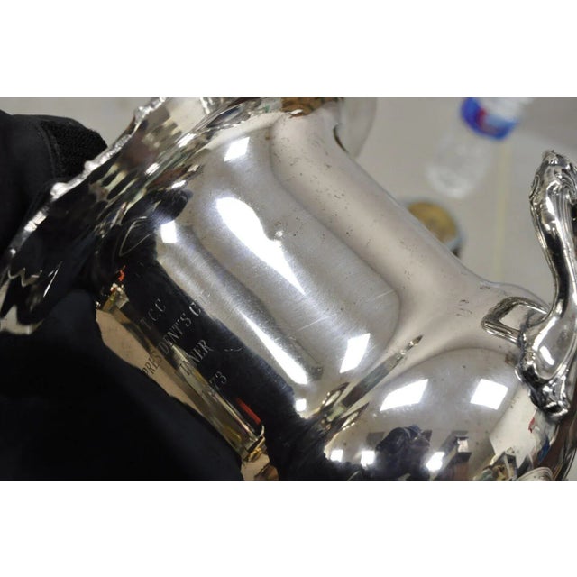 Vintage Engraved "Tcc Presidents Cup Winner 1973" Silver Plated Champagne Ice Bucket For Sale - Image 9 of 13