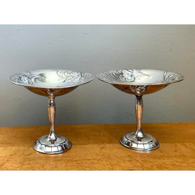 Vintage Silverplate Floral Compotes - Pair For Sale - Image 12 of 12