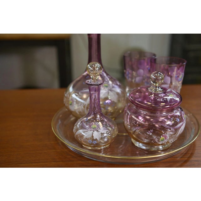 Pink Blown Glass Carafes and Glasses, 1950s, Set of 6 For Sale - Image 12 of 13