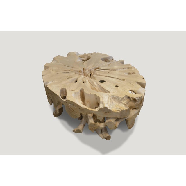 Andrianna Shamaris St. Barts Oval Teak Wood Coffee Table For Sale - Image 4 of 6
