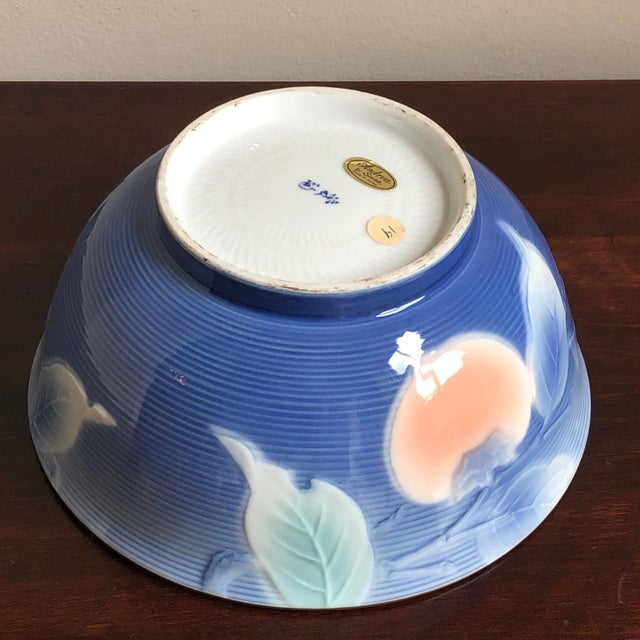 Vintage Japanese Peach Tree Decorative Porcelain Bowl For Sale - Image 11 of 12